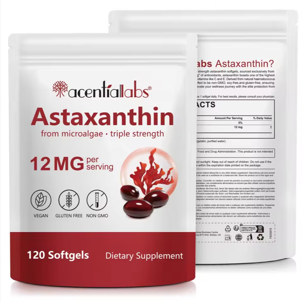 Acentiallabs Astaxanthin หลากหลายคุณประโยชน์ จากสาหร่ายสีแดง12 mg per serving