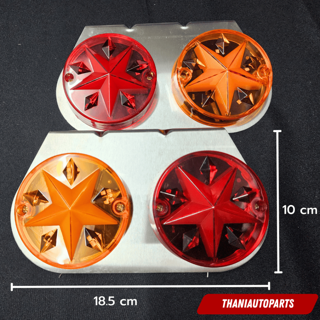 (ราคาต่อแป้น) ไฟราวข้าง แป้นสเตนเลส รูปดาว Star ไฟข้างรถบรรทุก LED ไฟ 12v-24v (ไฟราวเลสรูปดาว) ราคา ถูกที่สุด ดีลบีเคเค แกลเลอรีภาพที่ 2