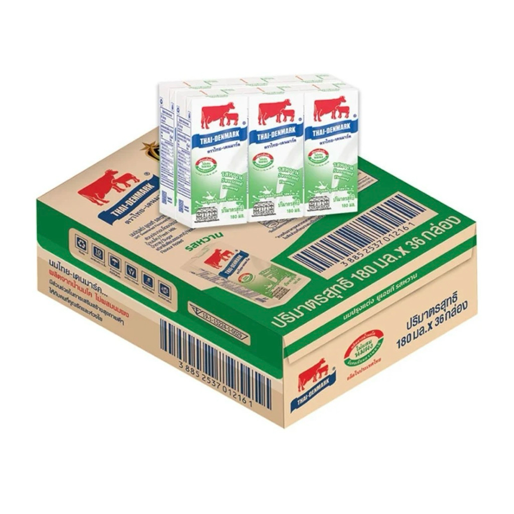 ไทย-เดนมาร์ค นมยูเอชที รสหวาน 180มล. (36กล่อง) นมหวาน นม ไทยเดนมาร์ค