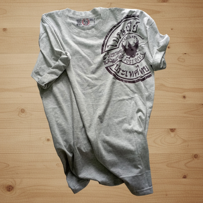 เสื้อยืดลายไทยไปรษณีย์ Thai post stamp t-shirts souvenir of THAILAND Chest size  32″-52″ (ไซด์ใหญ่สุดรอบอก 52 นิ้ว) ราคา ถูกที่สุด ดีลบีเคเค แกลเลอรีภาพที่ 4