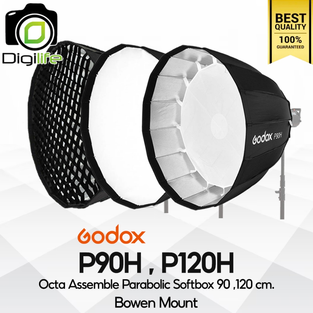 Godox Softbox P90H, P120H - 90 / 120 cm - Octa Assemble Parabolic + Grid - Bowen ( P90, P90G, P90L, 
