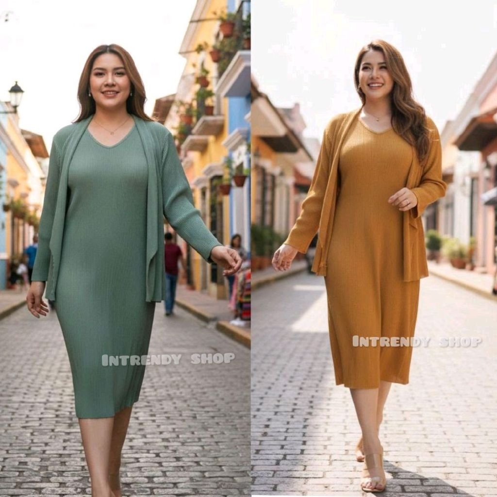 พร้อมส่ง.เดรสพลีทแขนยาวเสื้อคลุมในตัวไซส์สาวอวบ รุ่นB-48 (  Free size: 36 – 56 นิ้ว).ผ้าอัดพลีทเนื้อดีไม่บาง. ราคา ถูกที่สุด ดีลบีเคเค แกลเลอรีภาพที่ 7