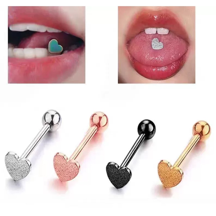 จิวลิ้น Body Piercing Scrub Tongue Nail Love Style Sexy Fashion