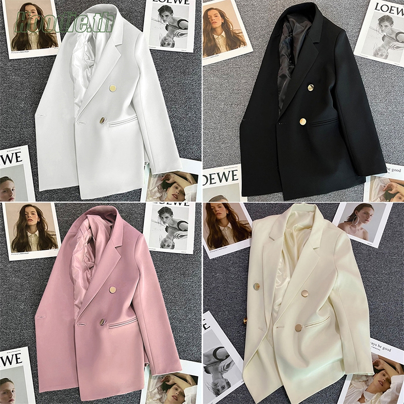 Blazer เสื้อเบลเซอร์ผู้หญิงแบบใหม่ผู้หญิงสันทนาการสีดําไซส์ใหญ่ใส่สบายมี Blazer