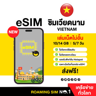 (ทักแชท ก่อนสั่งซื้อ) eSIM Vietnam 4G High Speed 5-7 Days 10…