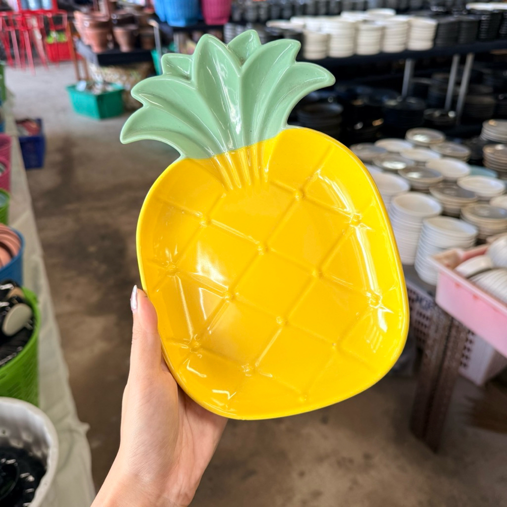 🍍จานผลไม้สับปะรด 6.25*9.5นิ้ว เซรามิกสามารถเข้ามาไมโครเวฟและเครื่องล้างจานได้