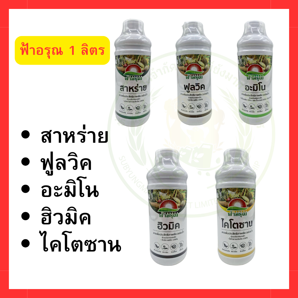 ฟ้าอรุณ 1 ลิตร ไคโตซาน สาหร่าย ฟูลวิค ฮิวมิค อะมิโน เร่งแตกยอด เพิ่มการสังเคราะห์แสง ฮอร์โมนน้ำ ปุ๋ยน้ำ