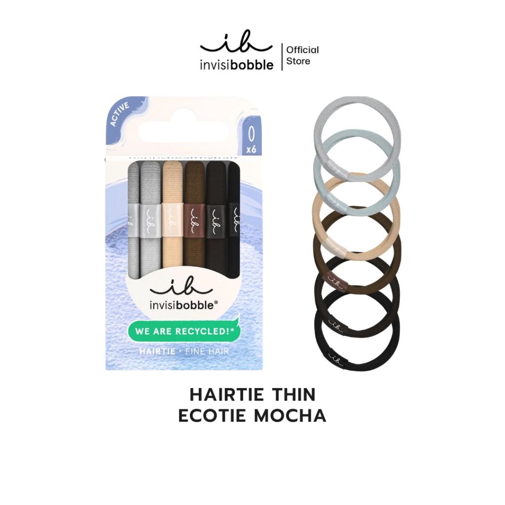 invisibobble ยางรัดผม ถนอมเส้นผม ยางรัดผมแบบผ้า รุ่น HAIRTIE Thin Ecotie สี Moch