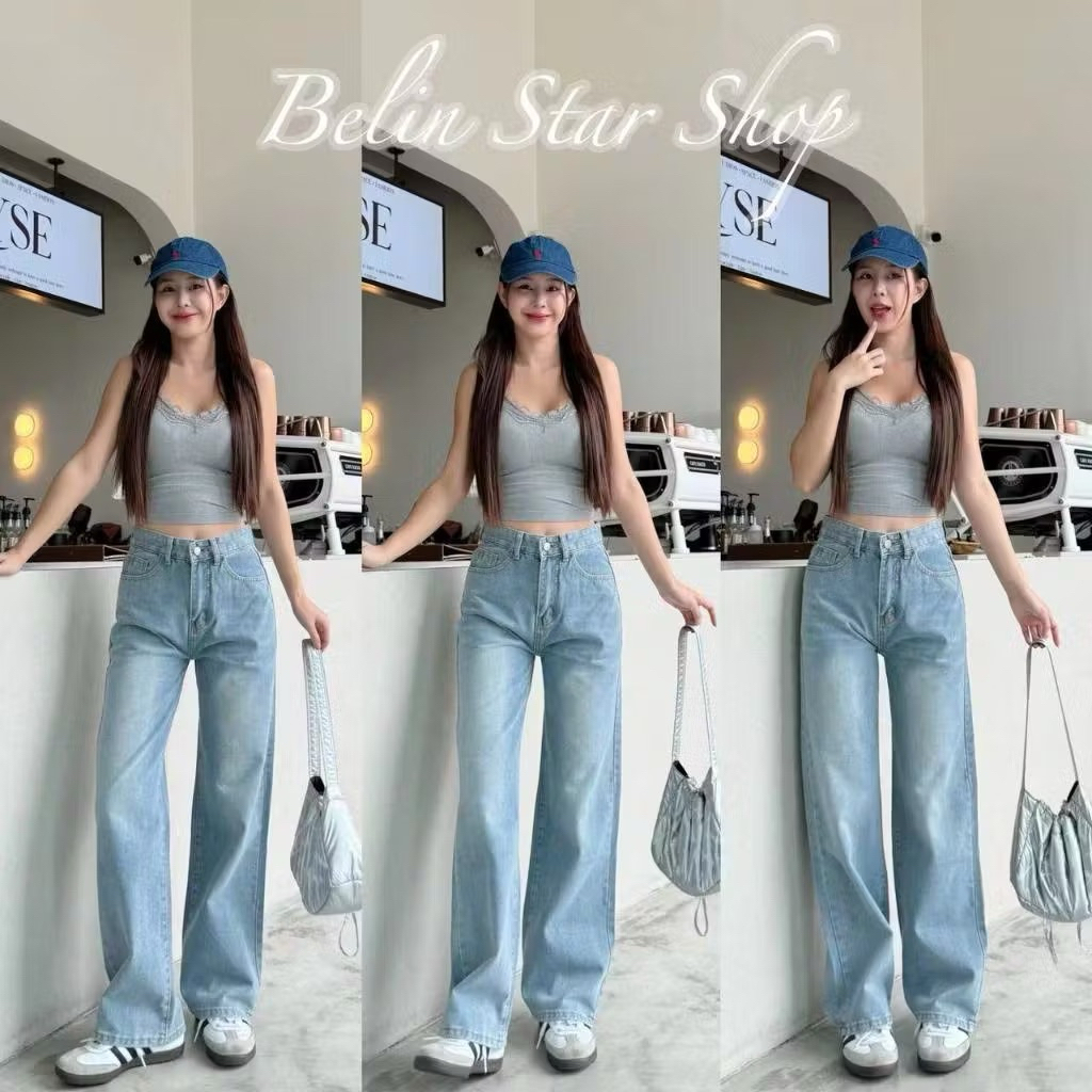 ส่งต่อ Belin star - กางเกงยีนส์เอวสูง สี Light Blue ไซส์ M