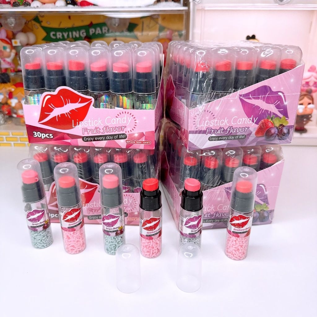 ลูกอมลิปองุ่น สตรอว์ เเละ เกล็ดน้ำตาล มีอย.ไทย <1 กล่อง 30 ชิ้น>