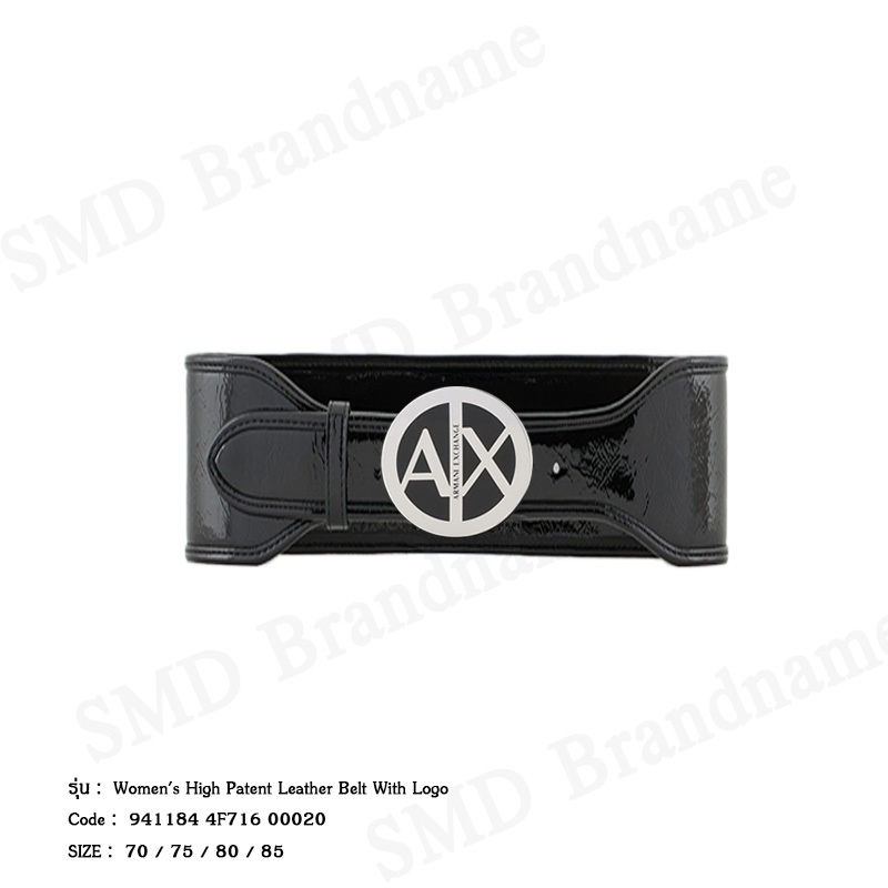 Armani Exchange เข็มขัดผู้หญิง รุ่น A/X Women's High Patent Leather Belt With Logo Code: 941184 4F716 00020