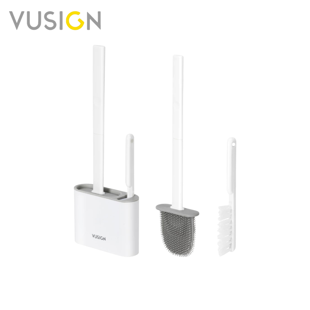 Vusign ชุดแปรงขัดส้วม ที่ขัดห้องน้ำ แปรงล้างห้องน้ำพร้อมที่เก็บ หัวแปรง TPR สวย มินิมอล Toilet Brush