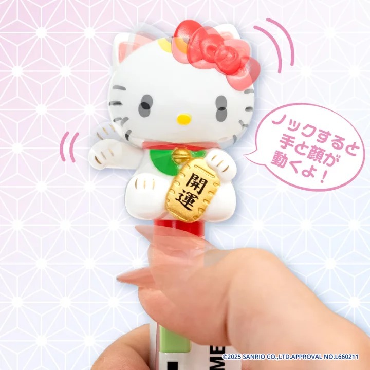 ปากกาแมวกวัก มือขยับได้ kt  HelloKitty Lucky ปากกาลูกลื่นหมึกสีดำ นำเข้าจากญี่ปุ่น - รูปที่ 2