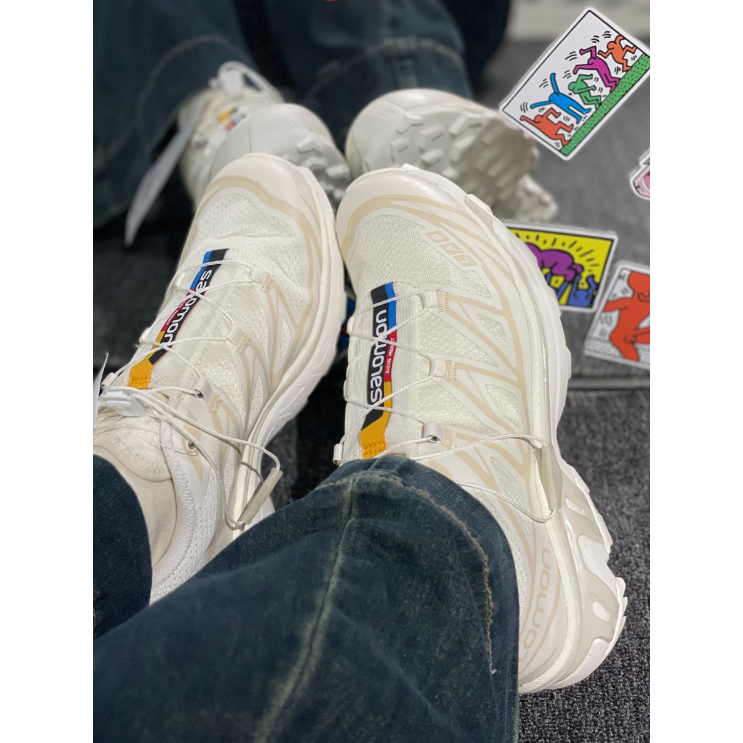 SALOMON SALOMON XT-6 ชุดลำลองร้อยชุดดูดซับแรงกระแทกการห่อหุ้มน้ำหนักเบารองเท้าทำงานกลางแจ้งต่ำข้าวขาว - รูปที่ 4