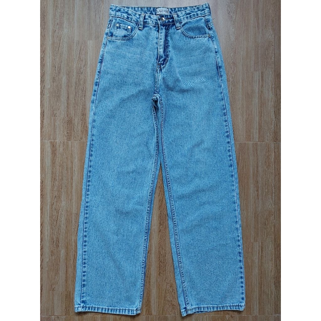 กางเกงยีนส์ขากระบอกเอวสูง SARAN ไซส์ M เอว 26"- 27" สะโพก 38"
