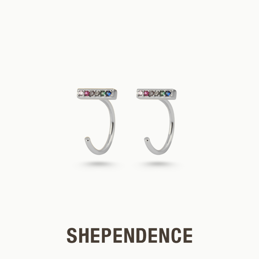 SHEPENDENCE ต่างหูหมุน LUXE คริสตัล Pride Rainbow เงินแท้ S925