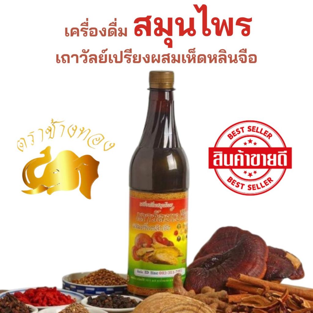 เถาวัลย์เปรียงผสมเห็ดหลินจือ ตราช้างทอง เครื่องดื่มสมุนไพร ข้ออักเสบ ข้อเข่าเสื่อม