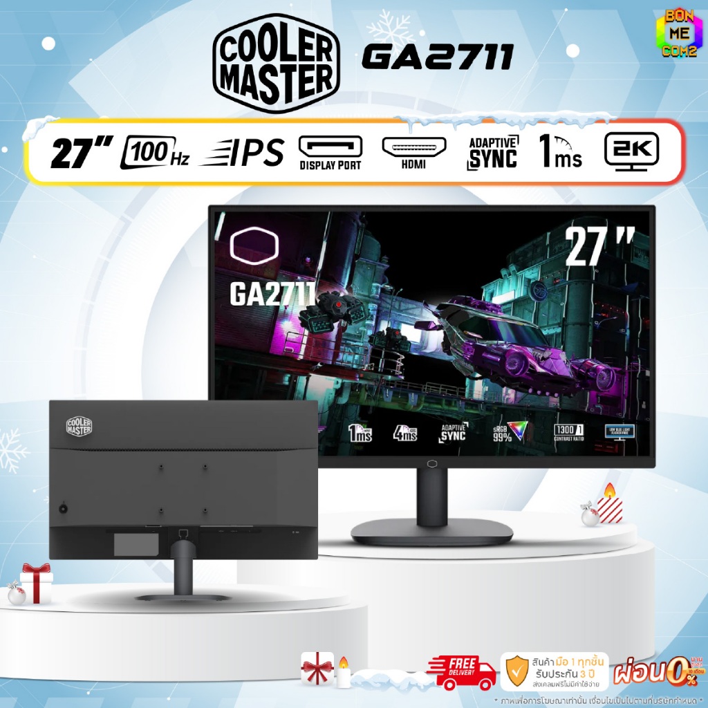 BONMECOM2 / Monitor 27 นิ้ว 100 Hz COOLER MASTER GA2711 QHD IPS 2K รับประกัน 3 ปี