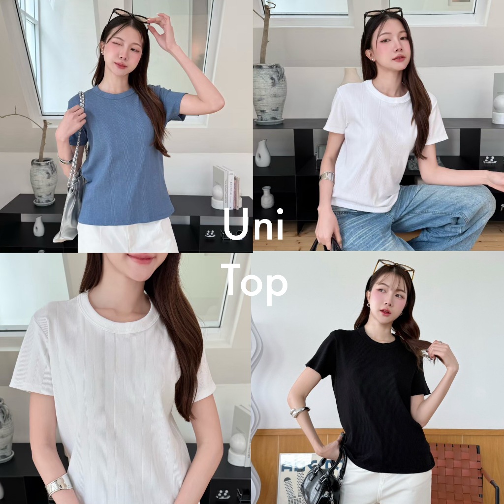 88story.th - Uni top พร้อมส่ง เสื้อยืดคอกลมผ้าคอตตอนยูนิ ผ้าหนานุ่มมากๆใส่สบายผิว คอไม่ย้วย ทรงสวยมา
