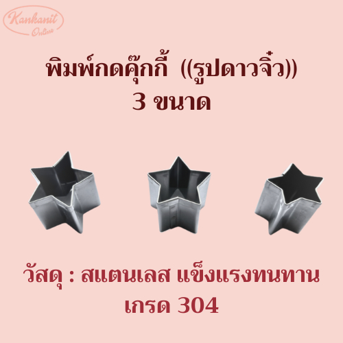 แม่พิมพ์กดคุ้กกี้สแตนเลส รูปดาวจิ๋ว 3 ขนาดพร้อมใช้สำหรับกดคุกกี้ วุ้น ขนม แป้งพาย ฟองดอง หรือชิ้นส่วนที่นำมาตกแต่งต่าง