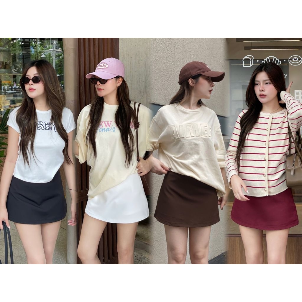 MICRO SKIRT กระโปรงกางเกงสีพื้น ผ้าไมโคร
