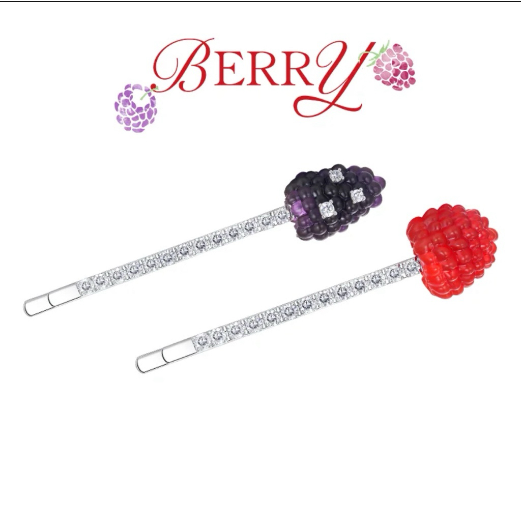 YVMIN กิ๊บติดผมแบบ ประดับอัญคริสตัล ลูกราสเบอร์รี่และมัลเบอร์รี่