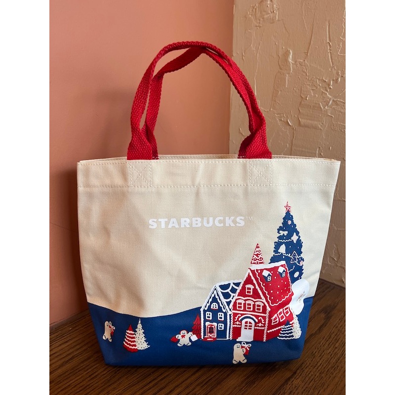 Starbucks Holiday Cookie House Gift bag 2025 สตาร์บัคส์ ถุงผ้าลาย คริสมาสต์ 2025 ของแท้ 💯
