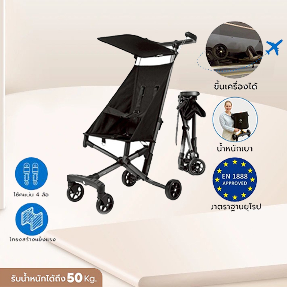 รถเข็นเด็กพับได้ น้ำหนักเบา 2.8 Kg ขึ้นเครื่องได้  4ล้อ จัดเก็บได้สะดวก พกพาง่ายของใช้เด็กStroller