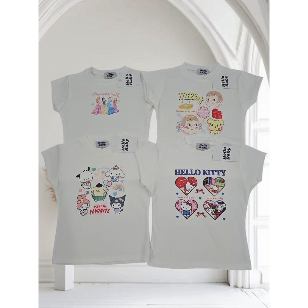 เสื้อครอปเบบี้ทรี ป้าย Hello baby