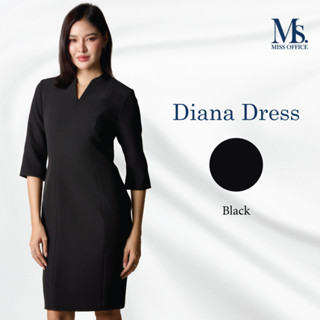 [ส่งฟรี] Miss Office (Best Seller) เดรสคอวี แขนสี่ส่วน ทรงดิ…