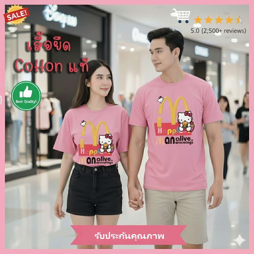 ส่งฟรี เสื้อยืดสกรีนลาย cotton100% CM41 ผ้าคอตตอนหนา220แกรม สไตรเกาหลี   สีไม่ตก เนื้อผ้าดี ตัดเย็บดี