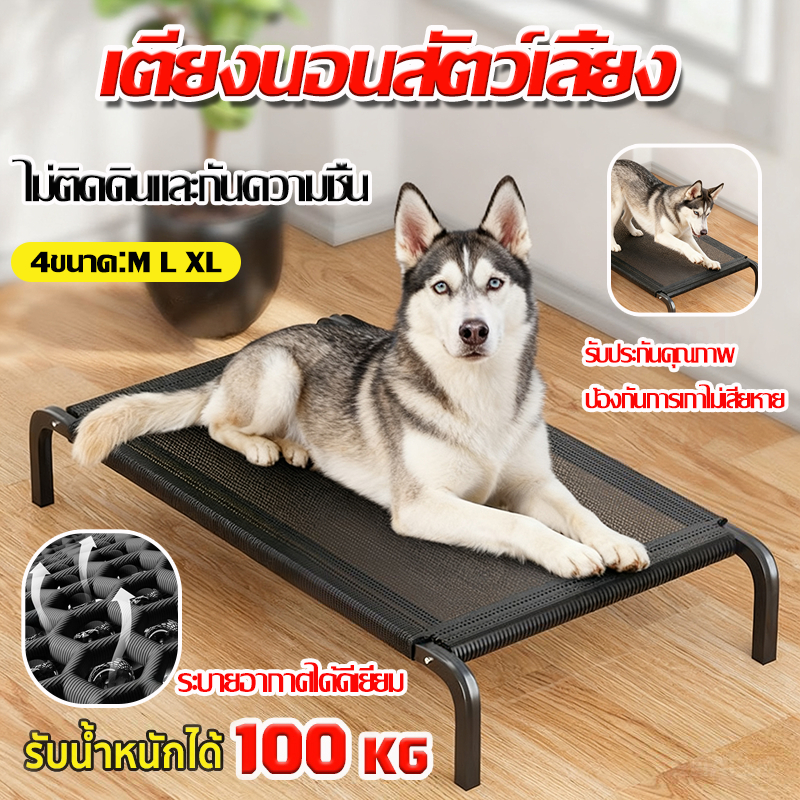 เตียงสัตว์เลี้ยง ที่นอนหมา ขนาด S/M/L/XL ผ้าตาข่าย ระบายอากาศ ถอดออกได้ ป้องกันความชื้น กันสนิม รับน้ำหนัก 100kg
