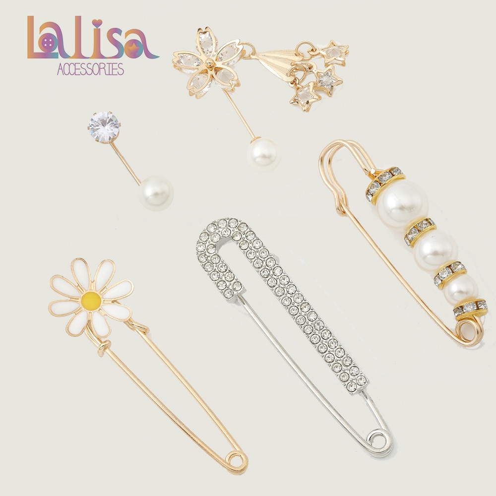 เข็มกลัดติดเสื้อผ้า Luxury เข็มกลัดมุกเกาหลี สไตล์ Minimal alloy brooch BZ