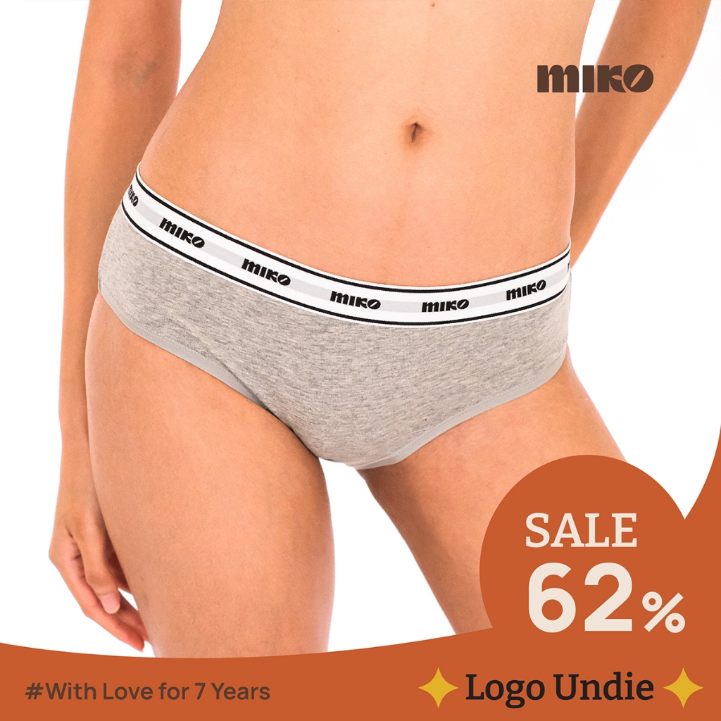 MIKO - Logo Undie กางเกงในขอบยาง ผ้า cotton กางเกงในคลุมก้น