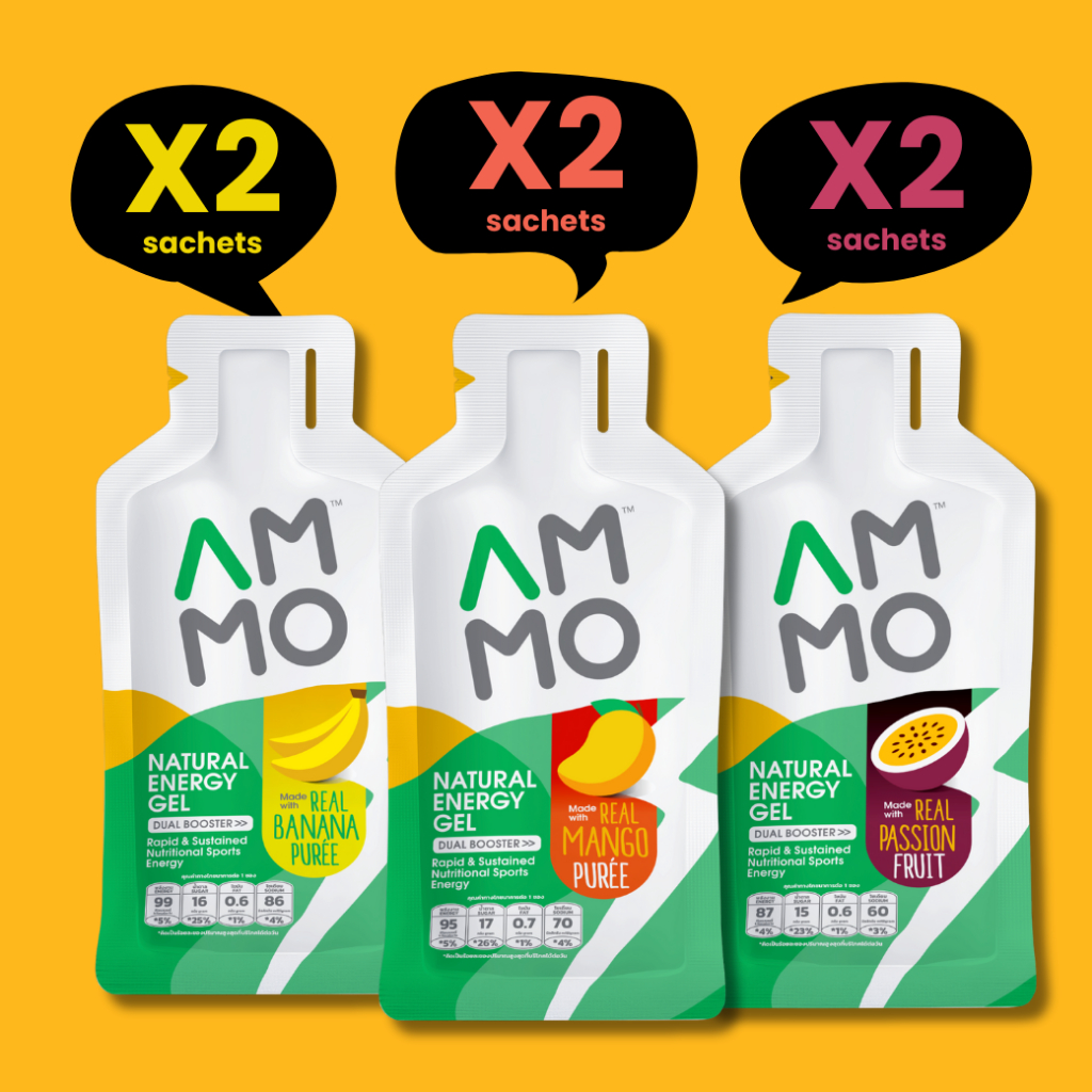 AMMO Natural Energy Gel : เสาวรส รสมะม่วง รสกล้วย (แพค 6 ซอง)