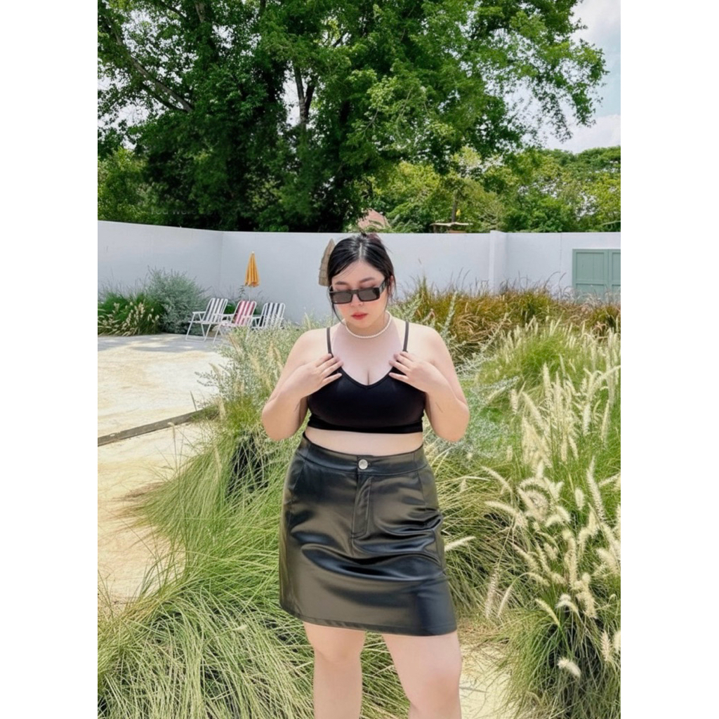 Leather Skirt กระโปรงหนังทรงเอเอาใจสายฝอใส่ซิป กระดุมหน้า รูปที่ 3