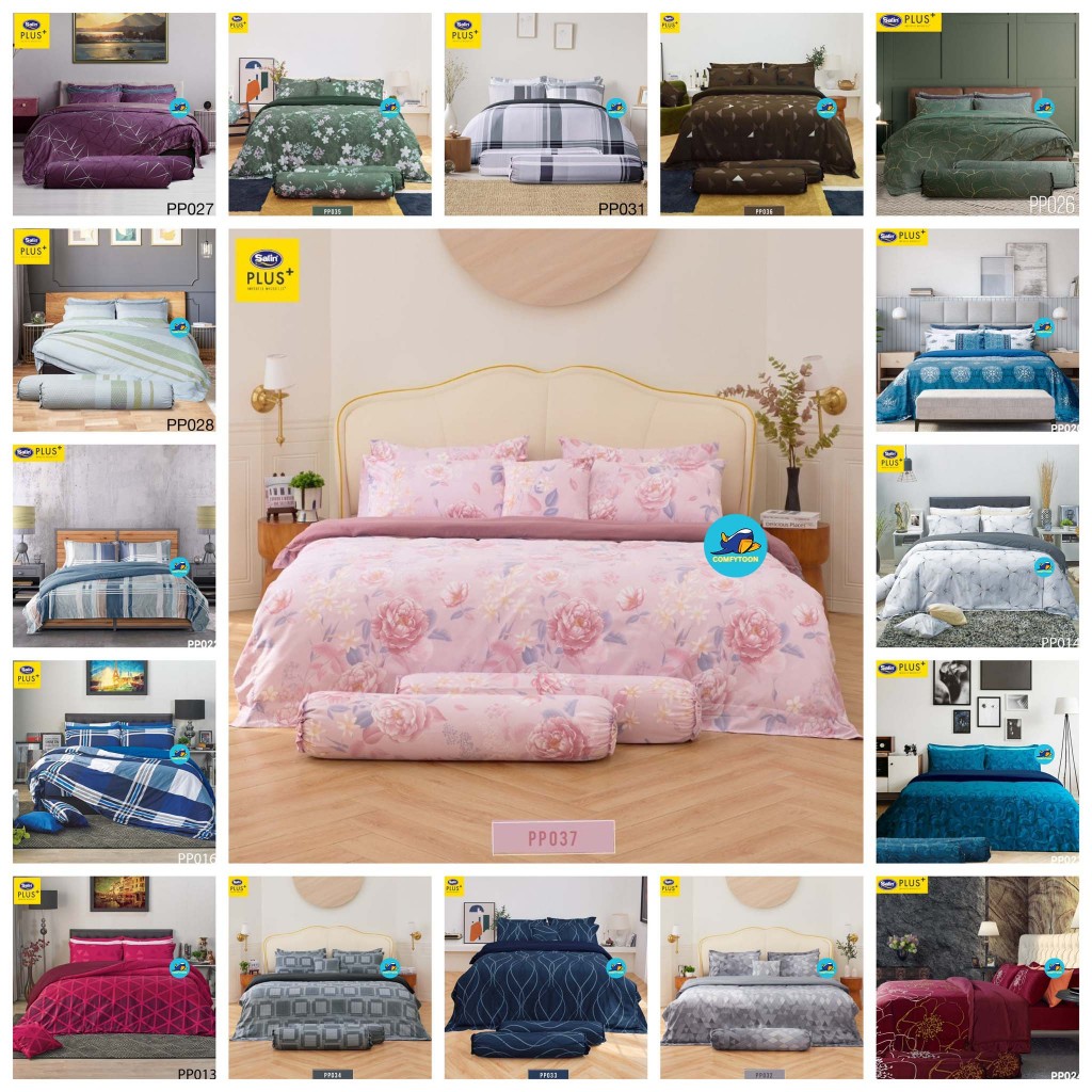 Satin Plus ผ้าปูที่นอน(ไม่รวมผ้านวม) 3.5/5/6 ฟุต สัมผัสเรียบลื่น ผ้านุ่ม PP008 PP011 PP012 PP032 PP0