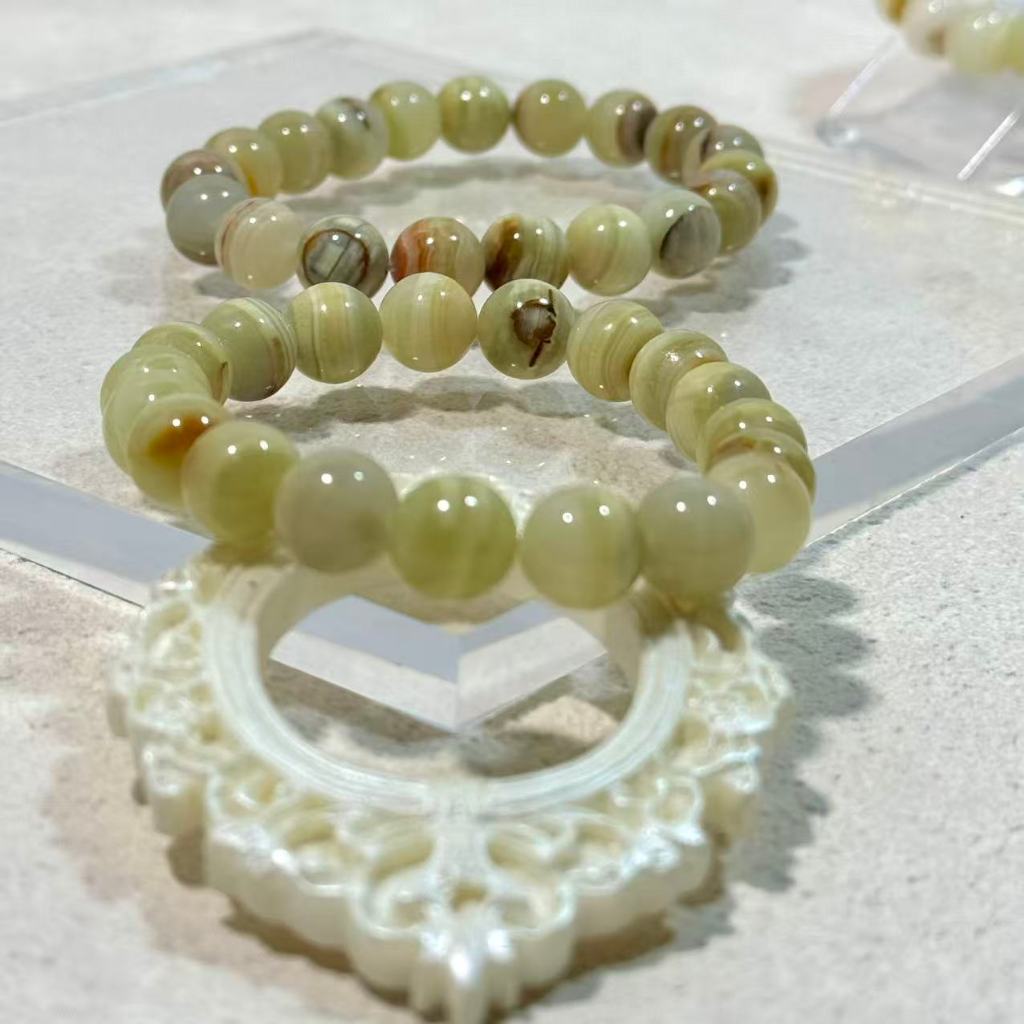 แคลไซต์ หินแคลไซต์ สร้อยข้อมือ NaturalZebraCalcite หินเสริมดวงหินธรรมชาติแท้ไม่ทำสีหินแห่งความร่ำรวย