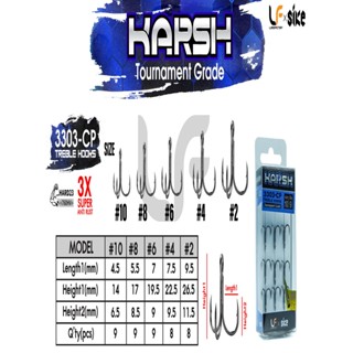 เบ็ดสามทาง KARSH 3303-3X BY LF No. 2, 4, 6, 8, 10  ออกแบบมาใ…