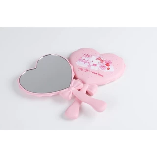 Free Gift กระจก Kitty Pink Bear กระจกส่องหน้า กระจกพกพา ลายKitty กระจกหัวใจ สีชมพู น่ารัก