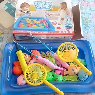 【พร้อมส่ง】ของเล่นตกปลาแม่เหล็ก เกมตกปลา 40ชิ้น แถมสูบลม+บ่อน้ำ เสริมพัฒนาการ ของขวัญเด็ก