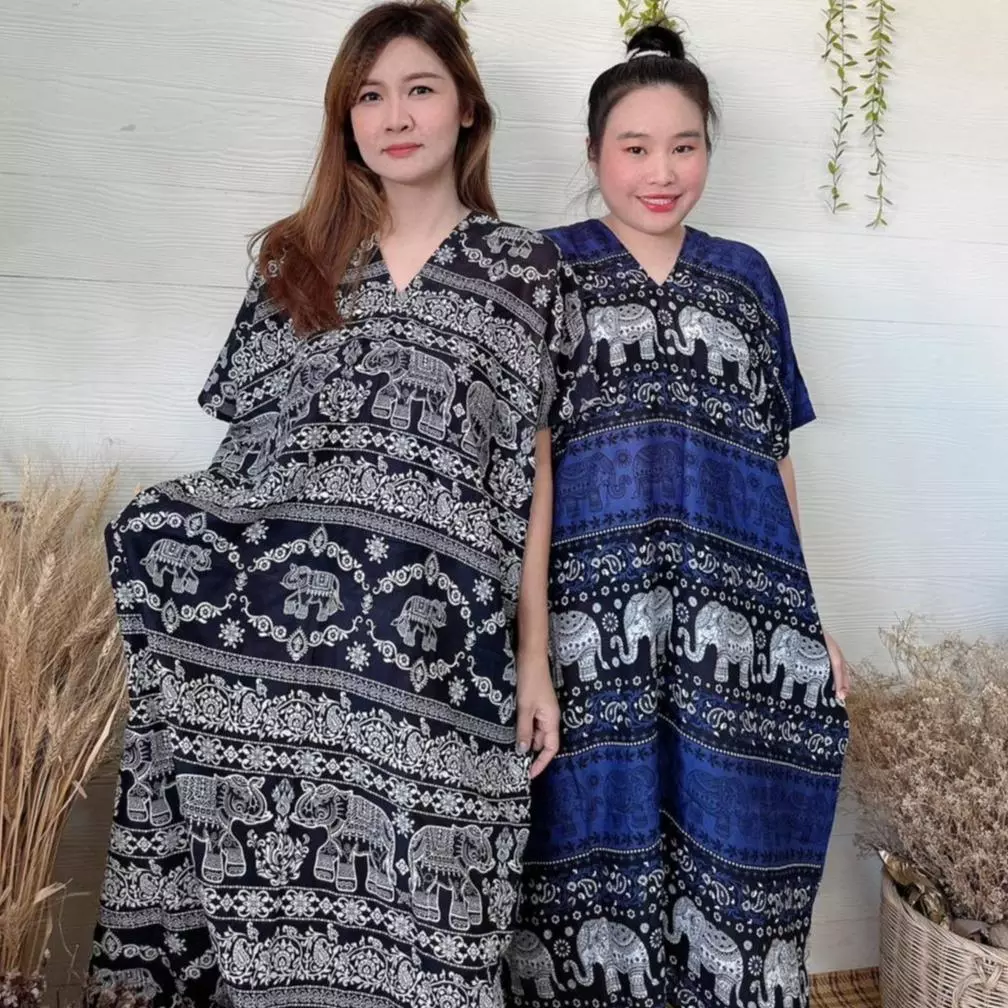 เดรสกะเหรี่ยงผ้าสปัน ลายช้าง