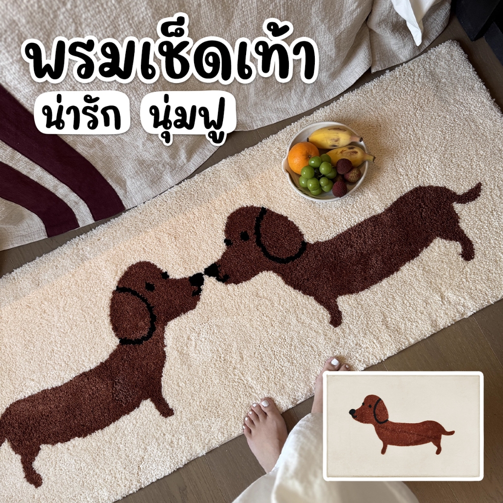 🐶พรมปูพื้นห้องนอน พรมเช็ดเท้า 40x120 พรมข้างเตียง พรมห้องน้ำ พรมน่ารัก น้องหมาคัชชุน ดูดซับน้ำได้ดี กันลื่น