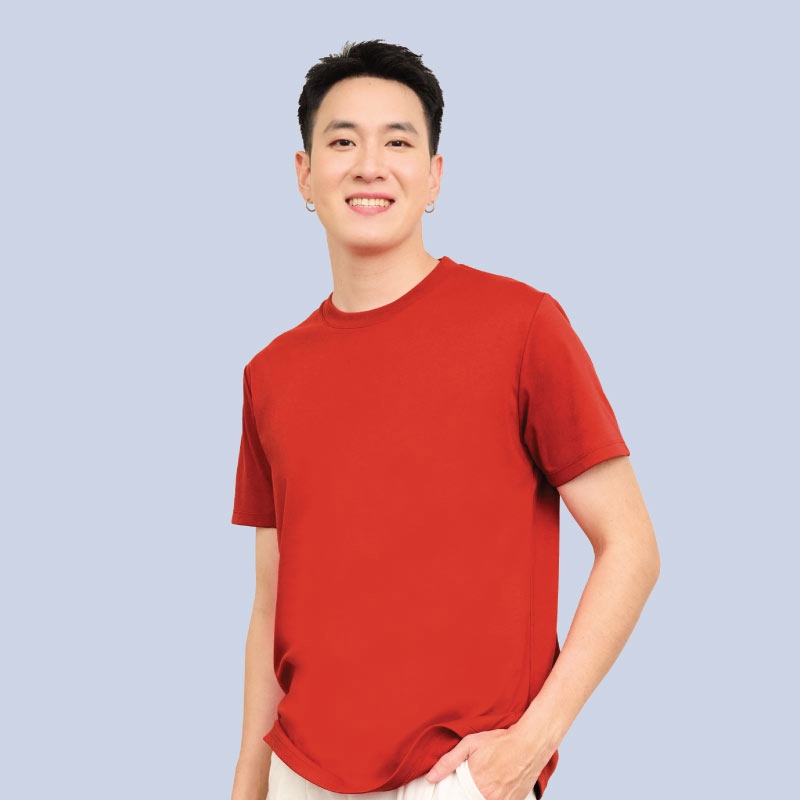 M2S Lifestyle เสื้อยืดคอกลมชาย แดงเชอร์รี่
