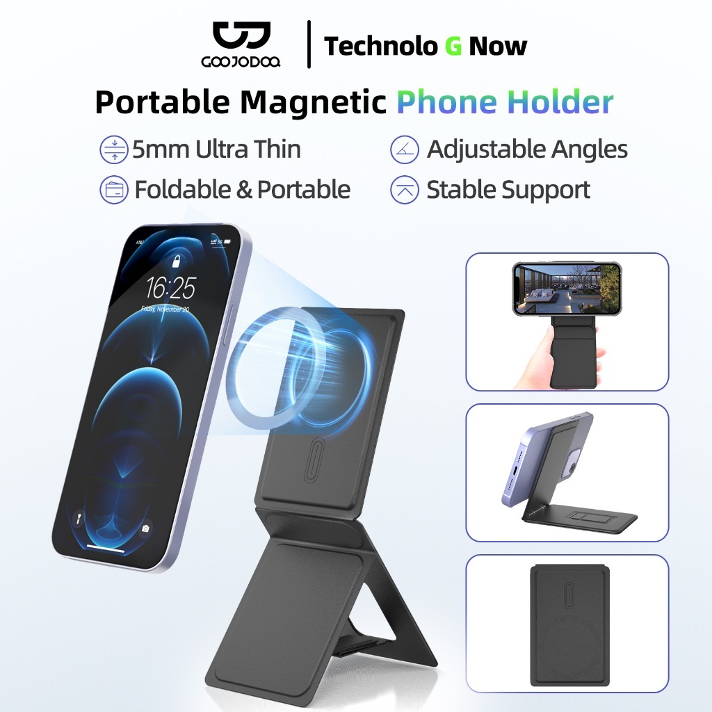 GOOJODOQ Phone Holder ขาตั้งโทรศัพท์มือถือ ดูดแม่เหล็ก พับได้ ปรับมุมได้ หนัง ที่ตั้งโทรศัพท์