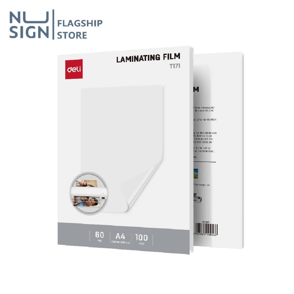 Nusign พลาสติกเคลือบบัตร แผ่นเคลือบ เคลือบร้อน ​ใส หนา 60/75/100/125μm A4/A3 100แผ่น laminator film