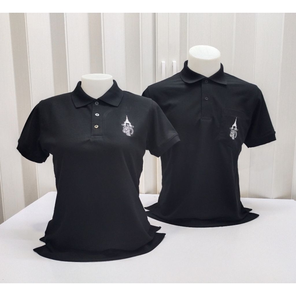 เสื้อโปโลสีดำปักตรา*ผ้าtc.ไมโคร