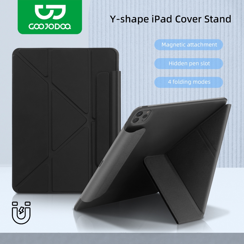 GOOJODOQ เคสไอแพด แบบพับได้ มุมมองหลายมุมช่องเสียบปากกาป้องกันการสูญหายฝาครอบ Tpu