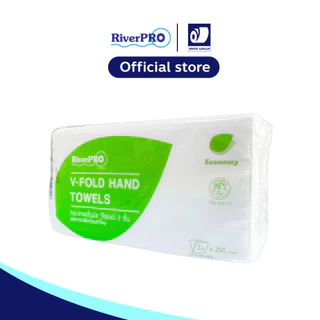 ริเวอร์โปร กระดาษเช็ดมือ วี-โพลด์ อีโคโนมี่ 2 ชั้น 250 แผ่น แพ็ค 1ห่อ RiverPro V-Fold Hand Towels 2 ply 250 sheets