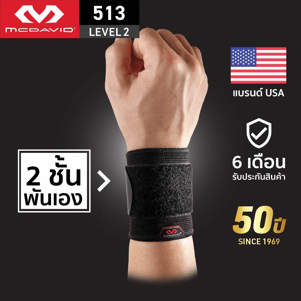 McDavid 513 LEVEL2 ที่รัดข้อมือซัพพอร์ตสูง Wrist Support ที่พันข้อมือ สายรัดข้อมือ strap รัดข้อมือ